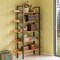 Industrial Wood and Metal Etagere Rustic Bookcase Free Standing Bookshelf
